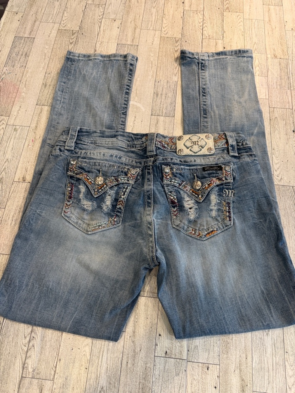 Miss Me Women's Light Blue Embroidered Boot Cut Jeans